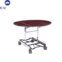EASTON Hotelzimmerservice-Trolley, faltbar, Mahagoni-MDF-Tischplatte, gebürsteter Edelstahlrahmen, Servierwagen, 925x845mm