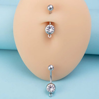 Anneau de nombril en titane G23 ASTM F136 avec zircone cubique en éventail, barre en J à filetage interne, bijou de piercing corporel pour nombril