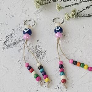 <span class=keywords><strong>Porte</strong></span>-clés turc tissé contre le mauvais œil avec alliage de zinc écologique et perles colorées - Accessoire de sac et pendentif de décoration intérieure - Product Image 5
