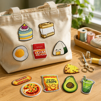 Patchs thermocollants brodés sur le thème des aliments de dessin animé, appliques textiles culinaires pour sacs à dos, gilets et vêtements d'extérieur