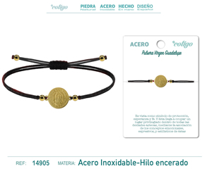Oro pregiato vergine di Guadalupe con perline bracciale in acciaio inox Catholic Saint bracciale - Product Image 6