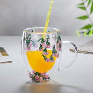 Cuatro flores de Tigre, vidrio resistente al calor, vidrio de doble pared, tazas de café de 10oz con asa, tazas de té, vasos para bebidas, <span class=keywords><strong>taza</strong></span> de té y leche - Product Image 4