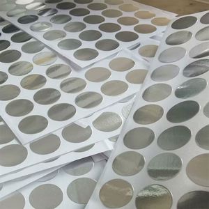 Etiquetas Adhesivas de Aluminio Acrílico Sensibles a la Presión Plateadas, de 20mm-50mm de Diámetro, de una Sola Cara, Impermeables, de Alta Adhesión para Enmascarar Botellas - Product Image 3