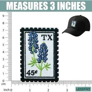 แผ่นปักลาย Texas Bluebonnet ขนาด 3 นิ้ว แบบรีดติดหรือเย็บติด สำหรับตกแต่งกระเป๋าเดินทาง ทำจากผ้าสักหลาดไม่ทอ - Product Image 3