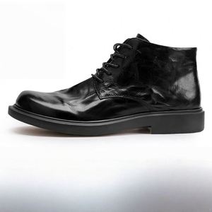 Men's Leather Boots Lace-up Zipper Styles Cowhide <b>Ankle</b> Height Outdoor-ready Autumn Round-toe Boots - Product Image 6