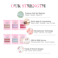 AIERFEI 30 pièces de faux ongles à presser ovales, couleur unie, gel souple, multi-canaux, prêts à la vente au détail, design à couverture complète