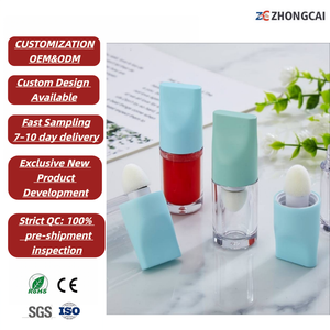 定制Logo 10ml唇彩管圆形带大刷子高品质空唇彩油瓶容器和盒子 - Product Image 1