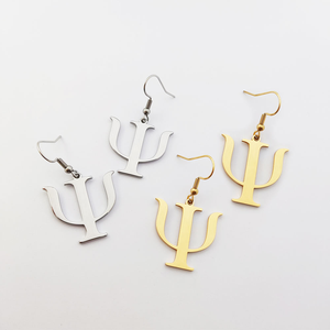 Pendientes Colgantes Personalizados de Psicología, Acero Inoxidable con PVD de Oro de 18K, Símbolo Psi Psíquico, Joyería, Regalo para Psiquiatra/Psicólogo - Product Image 1