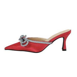 Escarpins sexy à talons hauts de qualité supérieure, tendance, à bout couvert, ornés de strass en cristal, avec nœud, pour l'automne et le printemps - Product Image 5