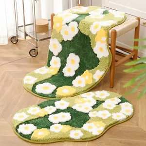 Tapis de sol de chevet Jacquard tridimensionnel en forme spéciale fleur de mousse 50*80cm petits tapis et tapis salon
