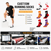 Chaussettes de sport mi-hautes en coton respirant de qualité supérieure, tricotées, avec impression numérique personnalisée, pour commandes en gros