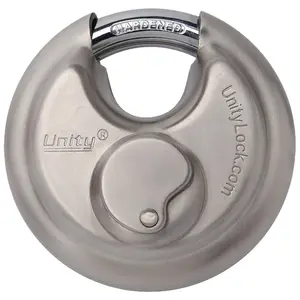 Candado de disco de acero inoxidable con cubierta antipolvo, mantener el cilindro limpio, protección Keyway de 2-3/4 "(70mm), ideal para camiones, remolques y furgonetas