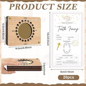 Wooden Baby Tooth <b>Box</b> With <b>Photo</b> Frame Rectangle <b>Storage</b> Keepsake For Children Tooth Preservation - Product Image 4