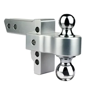 High Quality Silver Aluminum 8"Drop Adjustable Truck Car Pin 2inch Ball Tow Trailer Hitch Ball Mount For Car Truck