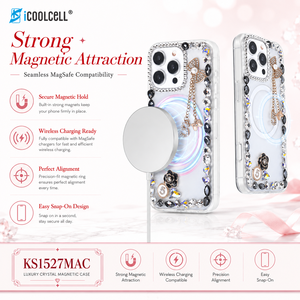 เคสโทรศัพท์หรูหราประดับกลิตเตอร์เพชรพรีเมียม ฝาครอบอัญมณีสำหรับ iPhone 16 17 18 พร้อมสายแม่เหล็กครบชุดสำหรับคนรักแฟชั่น - Product Image 2