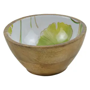 Standard Designer Wood Bowl Flower Printing Inside The Mixed Bowl With Best Quality Wooden Material Awesome Design Soup Bowl