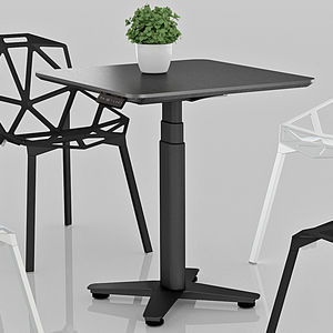 बिजली ऊंचाई समायोज्य एकल पैर एक मोटर डेस्क पहियों के साथ चल कॉफी टेबल - Product Image 3