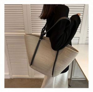 Summer <b>Large</b> Cotton Yarn Braided Handbags New Retro Portable <b>Beach</b> Tote Women Straw <b>Bag</b> - Product Image 3