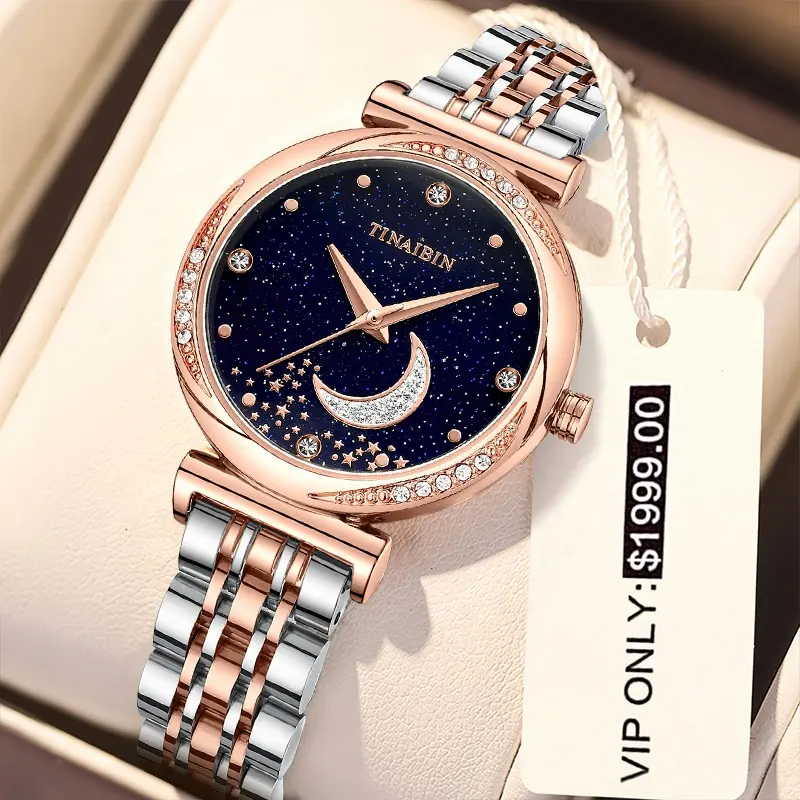 High quality rose gold hand ladies diamond watches custom brands luxury women reloj mujer 3304