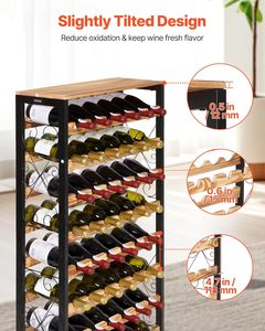 Estante para Botellas de Vino Estilo <span class=keywords><strong>Industrial</strong></span> Vintage - 8 Niveles, Capacidad para 48 Botellas, Estructura Metálica Resistente <span class=keywords><strong>y</strong></span> Estantes de <span class=keywords><strong>Madera</strong></span> con Parte Superior para Exhibición - Product Image 4