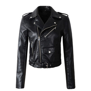 Nouvelle moto européenne dames veste <span class=keywords><strong>en</strong></span> <span class=keywords><strong>cuir</strong></span> <span class=keywords><strong>grande</strong></span> <span class=keywords><strong>taille</strong></span> courte mince à manches longues veste <span class=keywords><strong>en</strong></span> <span class=keywords><strong>cuir</strong></span> femmes - Product Image 3
