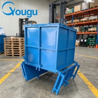 Conteneur en acier robuste pour déchets industriels, pliable, verrouillable, compatible avec les chariots élévateurs, avec couvercle, directement de l'usine