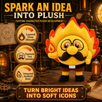 Peluche Mascotte Personnage Flamme Rouge et Orange avec Petites Membres pour Commandes Personnalisées