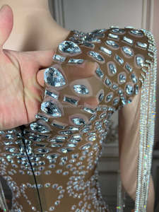 Novance Gaun Malam Y2494, Tren 2022 Berlian Berkilau Berlian Imitasi Rumbai Ukuran Besar Gaun Malam Elegan Renda Biru Lipit Ekor Putri Duyung - Product Image 6