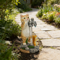 Lumière solaire LED IP65 étanche en forme de chat pour robinet, statue décorative de jardin, art extérieur pour cour, terrasse, balcon