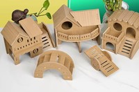 Maisonnette en bois écologique de luxe pour hamsters, avec labyrinthe, cachette, accessoires de cage et plateforme avec échelle pour hamsters syriens