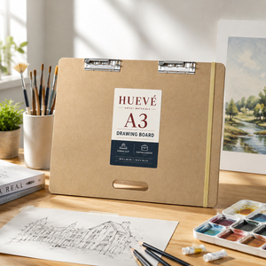 HUEVE A3 - Tablero de Dibujo Portátil de MDF con Clips Metálicos para Artistas y Estudiantes, para Dibujar al Aire Libre, Portapapeles con Logotipo Personalizado - Product Image 1