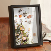 Venta al por mayor 3D Wall Art Frame Wood Memorabilia Shadow Box negro 8x8 10x10 pulgadas negro Shadow Box frame