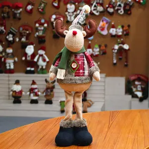 Mainan mewah rusa rusa Natal baru dengan syal merah Logo sulam mainan lembut rusa besar binatang boneka lucu kustom rusa Natal