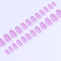 Ongles pressés AIERFEI, couleur unie, violet clair, forme ovale, faux ongles réutilisables, design confortable