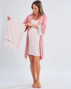 <span class=keywords><strong>Ensemble</strong></span> de 3 pièces pour la maternité : Robe de nuit d'allaitement, Peignoir et Couverture d'emmaillotage pour bébé, en fibre de bambou 100% - Product Image 6