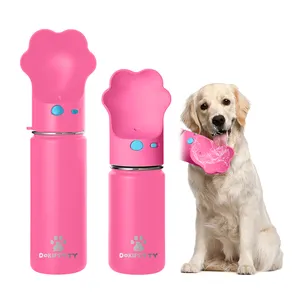 2 in 1 pet water bottle 14oz outdoor Leakproof Stainless Steel Dog Water Bottle Dog Bowl Insulated Travel Bottle for outgoing