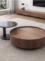 Table basse moderne de style minimaliste italien Wabi-sabi en noyer avec rangement, sans assemblage requis, ensemble de meubles pour salon