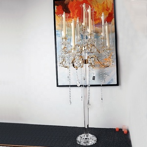 Evento decorazioni da tavola di nozze centrotavola <span class=keywords><strong>oro</strong></span> braccio candelabri in metallo 9 titolari di nozze candelabri di cristallo in vendita - Product Image 3