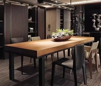 Ensemble de table et de chaises à manger rectangulaires modernes en bois massif, durables, pour la maison et la restauration, démontables