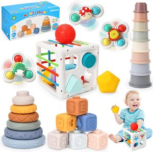 Jouets Montessori Sensory Bins Jouets à tirer Jouets de <span class=keywords><strong>bain</strong></span> <span class=keywords><strong>pour</strong></span> bébés 6 en 1 Blocs empilables Anneaux Jouets <span class=keywords><strong>pour</strong></span> bébés de 6 à <span class=keywords><strong>12</strong></span> <span class=keywords><strong>mois</strong></span> - Product Image 1
