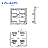 Lensa Optik LED HONJU 4-in-1 untuk Chip SMD 5050 Anti UV, Lensa PC untuk Lampu Taman Lanskap Luar Ruangan