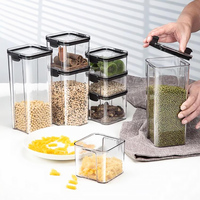 Boîtes de conserve scellées de qualité alimentaire de 460 à 1800 ml, bocaux de rangement en plastique transparent carrés pour le stockage des aliments ménagers