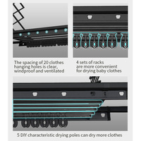 Sèche-linge électrique portable avec étendoir en aluminium Airer de balcon électronique intelligent pour le nettoyage de la salle de bain à usage domestique