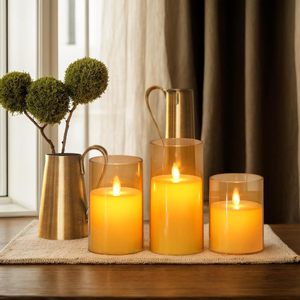 Velas de Parafina en Vaso de Vidrio, Velas LED sin Llama, Velas LED con Efecto de Parpadeo, sin Humo, en Oferta para Decoración del Hogar y Artículos para Fiestas - Product Image 6