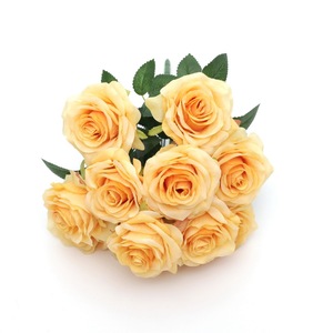 <span class=keywords><strong>Rosas</strong></span> artificiales de seda decorativas para decoración, ramo de <span class=keywords><strong>rosas</strong></span> artificiales <span class=keywords><strong>amarillas</strong></span>, venta al por mayor - Product Image 1