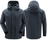 Parka cargo à capuche noir mat, imperméable avec rabat coupe-vent, manteau d'extérieur à bandes réfléchissantes, logo personnalisé en gros