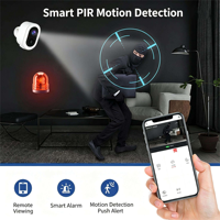 Caméra d'alarme UEMON Smart Home avec capteur d'image CMOS 3MP, alimentée par batterie, détection de mouvement PIR, contrôle via application Wi-Fi pour garage et hôtel