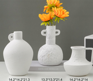 White Pattern Ornament Ceramic Flower <b>Vase</b> Large <b>Vase</b> Simple Ceramic <b>Vases</b> for Home Decor - Product Image 5