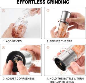Accesorios de Cocina, Utensilios de Cocina, Molinillo de Especias de Acero Inoxidable, Molinillo de Pimienta Ajustable con Muela de Cerámica, Juego de Molinillos Manuales de Sal y Pimienta - Product Image 6