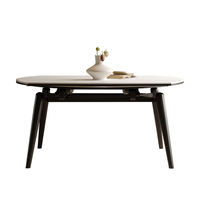 Ensemble table et chaises de salle à manger moderne et simple, extensible, en bois massif, convertible, table carrée double usage avec plateau en pierre et finition brillante